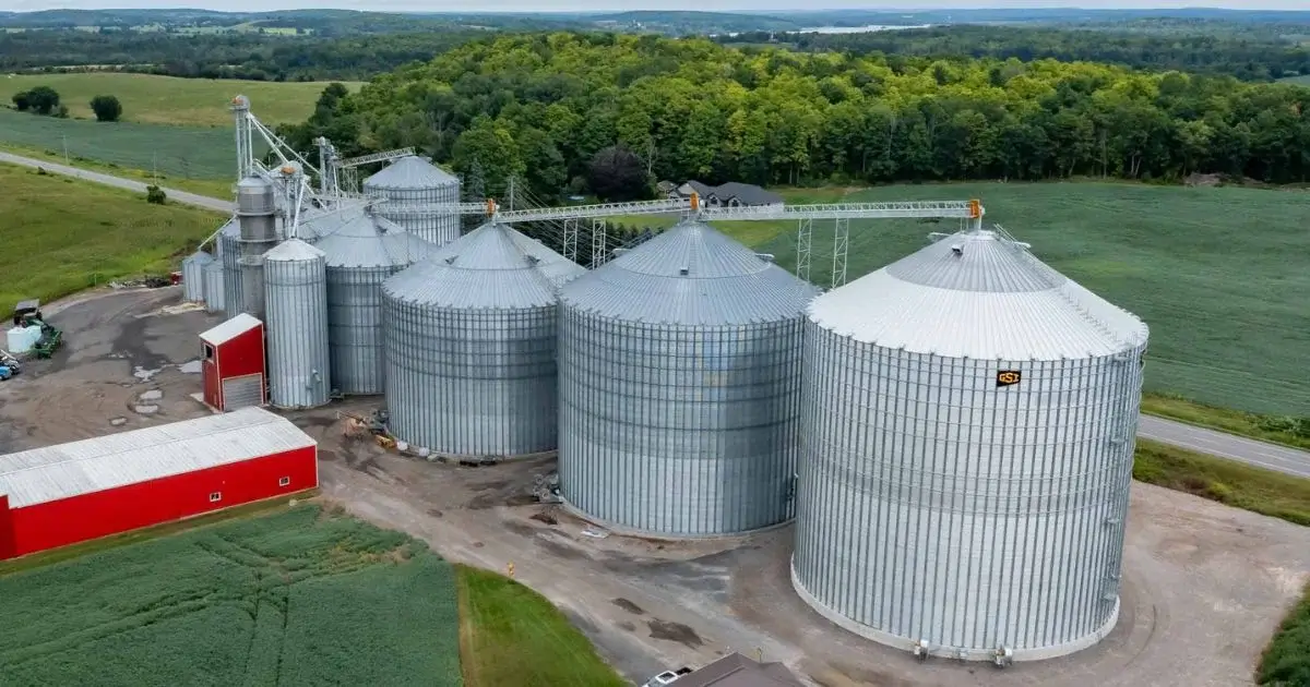 Complete grain storage and handling system installation